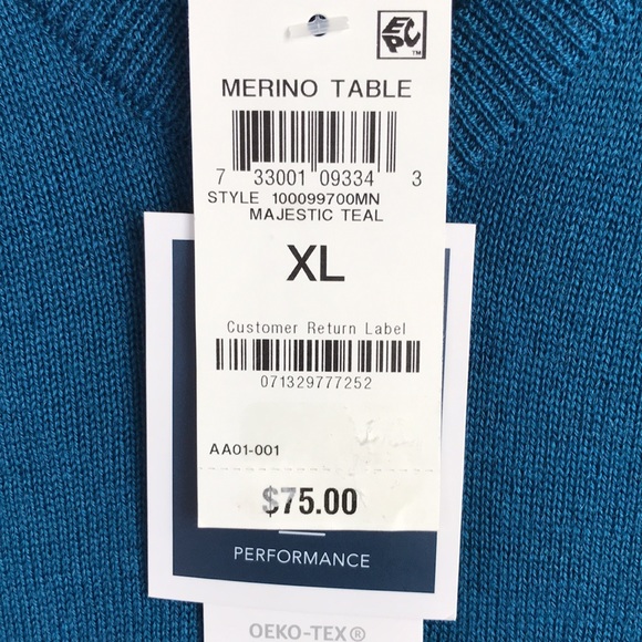 CLUB ROOM Majestic Teal Blue V-Neck Wool Blend - Picture 5 of 10